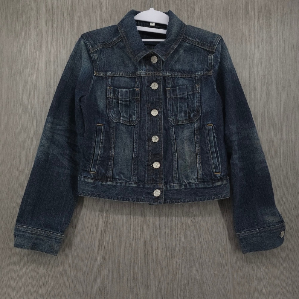 Express Denim Trucker Button Cropped Retro 90s Grunge Jacket Womens Small